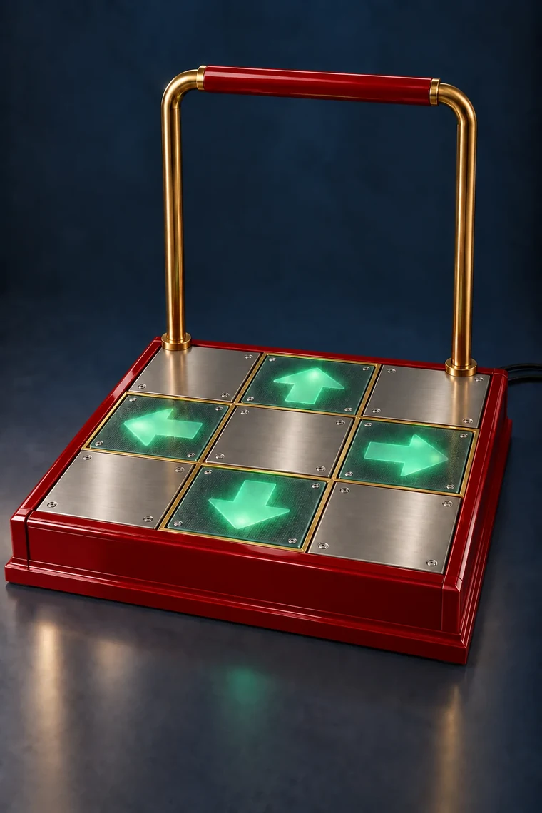 Premium Arcade Dance Platform design illustration: dance pad piano red