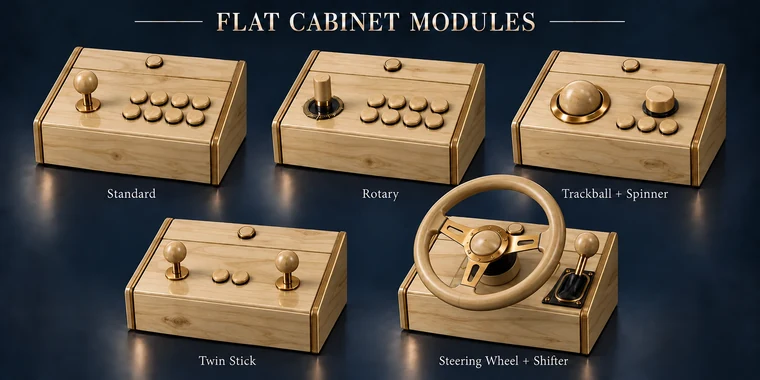 Standard 8-Button Flat Arcade Module design illustration: flat modules poplar v1 matching controls