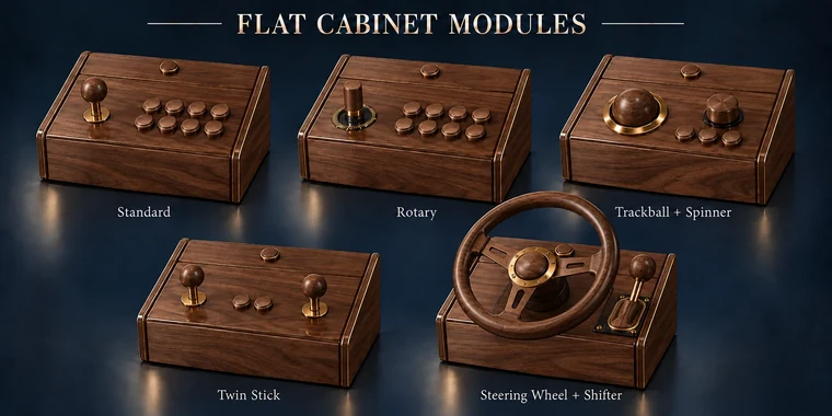 Standard 8-Button Flat Arcade Module design illustration: flat modules walnut v1 matching controls