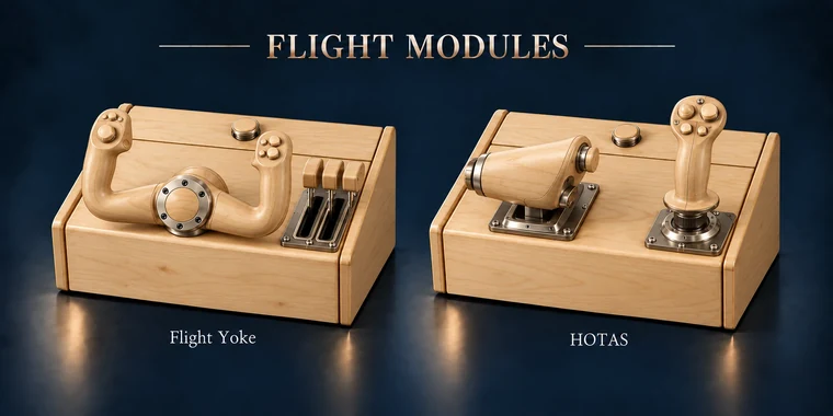 HOTAS Flat Arcade Module design illustration: flight modules aspen v1 matching controls