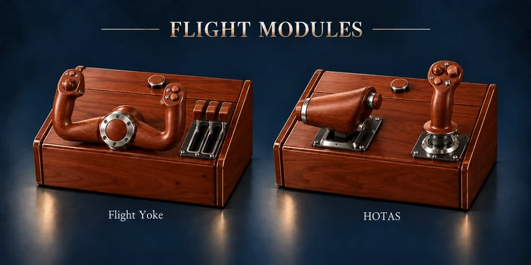 HOTAS Flat Arcade Module design illustration: flight modules cherry v1 matching controls