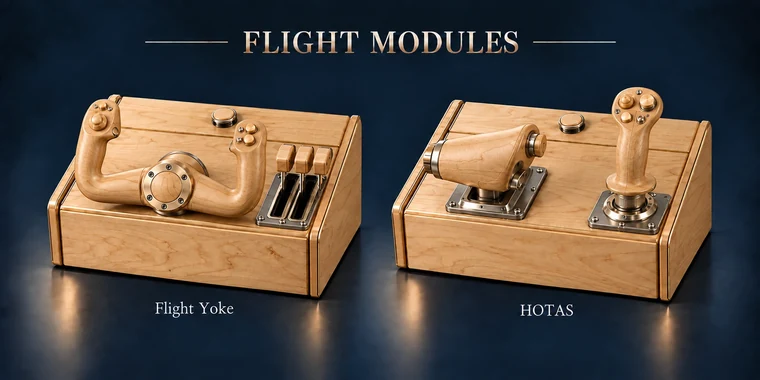 HOTAS Flat Arcade Module design illustration: flight modules maple v1 matching controls