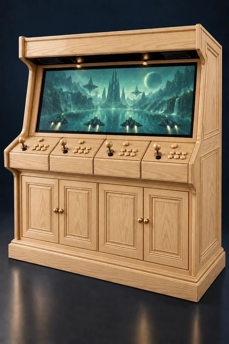 Rasterdeck Four-Player Modular Arcade design illustration: four player ash matching controls