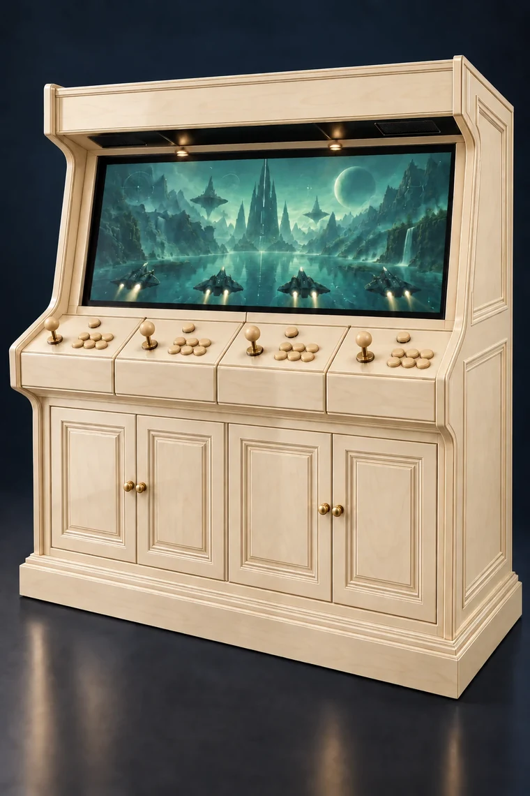 Rasterdeck Four-Player Modular Arcade design illustration: four player aspen matching controls