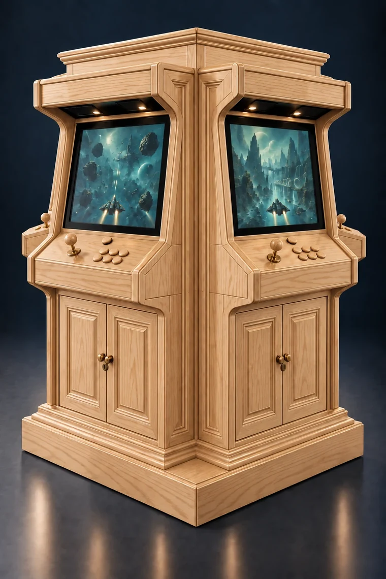 Rasterdeck Four-Station Arcade Pillar design illustration: four station pillar ash matching controls
