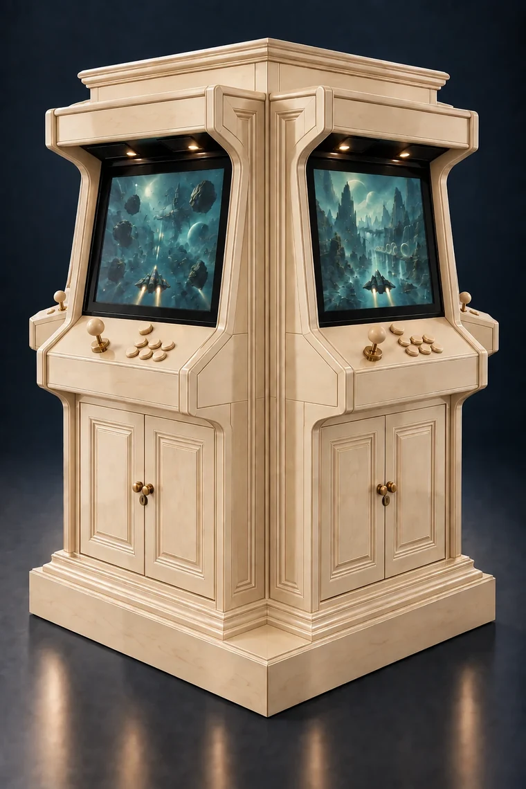 Rasterdeck Four-Station Arcade Pillar design illustration: four station pillar aspen matching controls