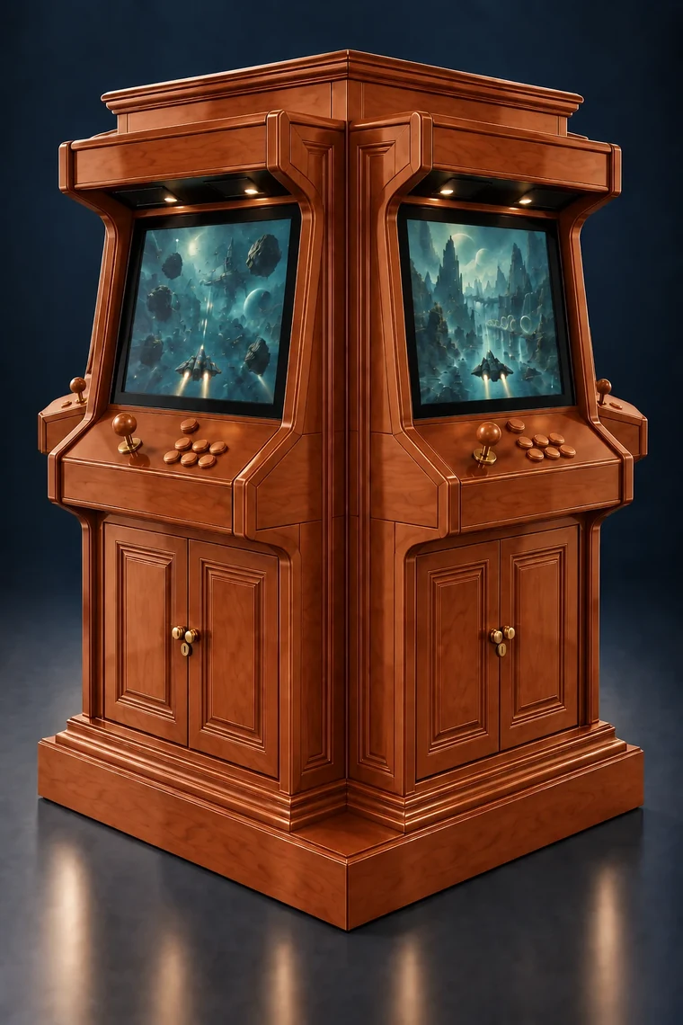 Rasterdeck Four-Station Arcade Pillar design illustration: four station pillar cherry matching controls