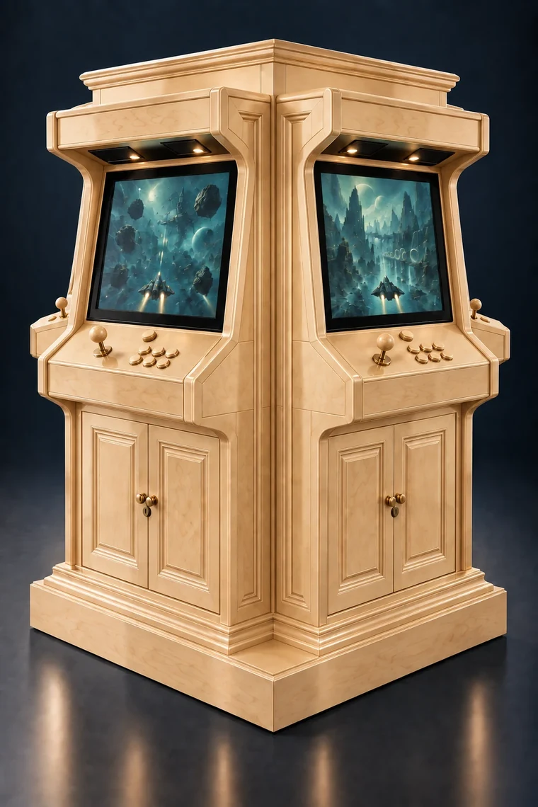 Rasterdeck Four-Station Arcade Pillar design illustration: four station pillar maple matching controls