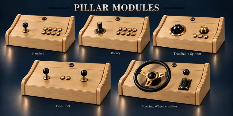 Standard 8-Button Pillar Arcade Module design illustration: pillar arcade modules aspen