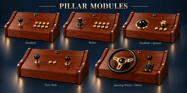 Standard 8-Button Pillar Arcade Module design illustration: pillar arcade modules cherry