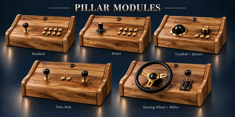 Standard 8-Button Pillar Arcade Module design illustration: pillar arcade modules hickory