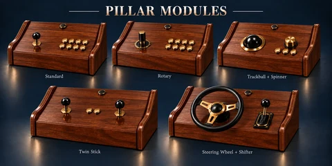 Rotary 8-Button Pillar Arcade Module — product illustration