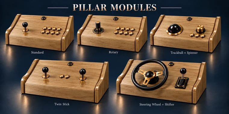 Standard 8-Button Pillar Arcade Module design illustration: pillar arcade modules poplar