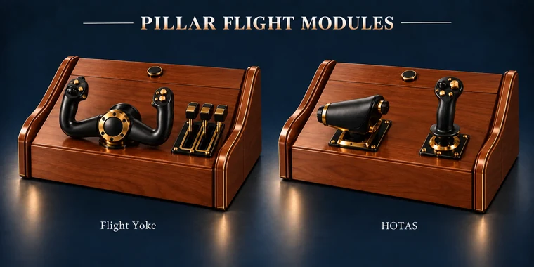 Flight Yoke + Throttle Pillar Arcade Module design illustration: pillar flight modules cherry