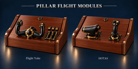 Flight Yoke + Throttle Pillar Arcade Module — product illustration