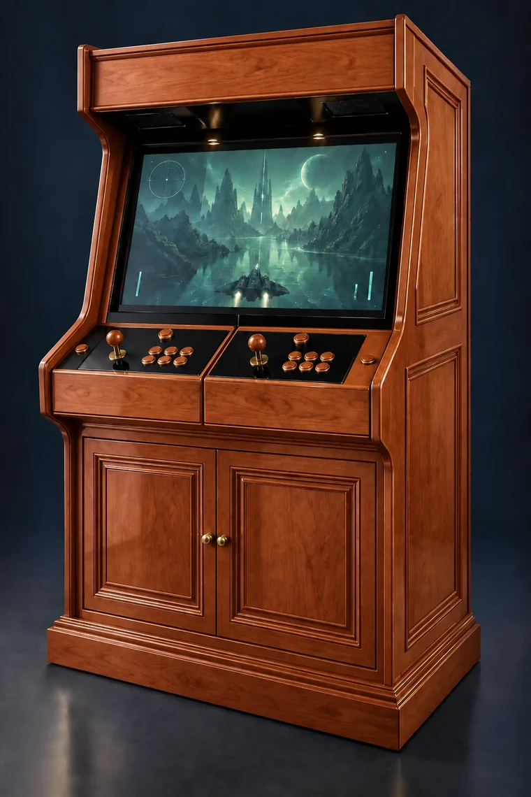 Rasterdeck Two-Player Modular Arcade design illustration: two player cherry matching controls