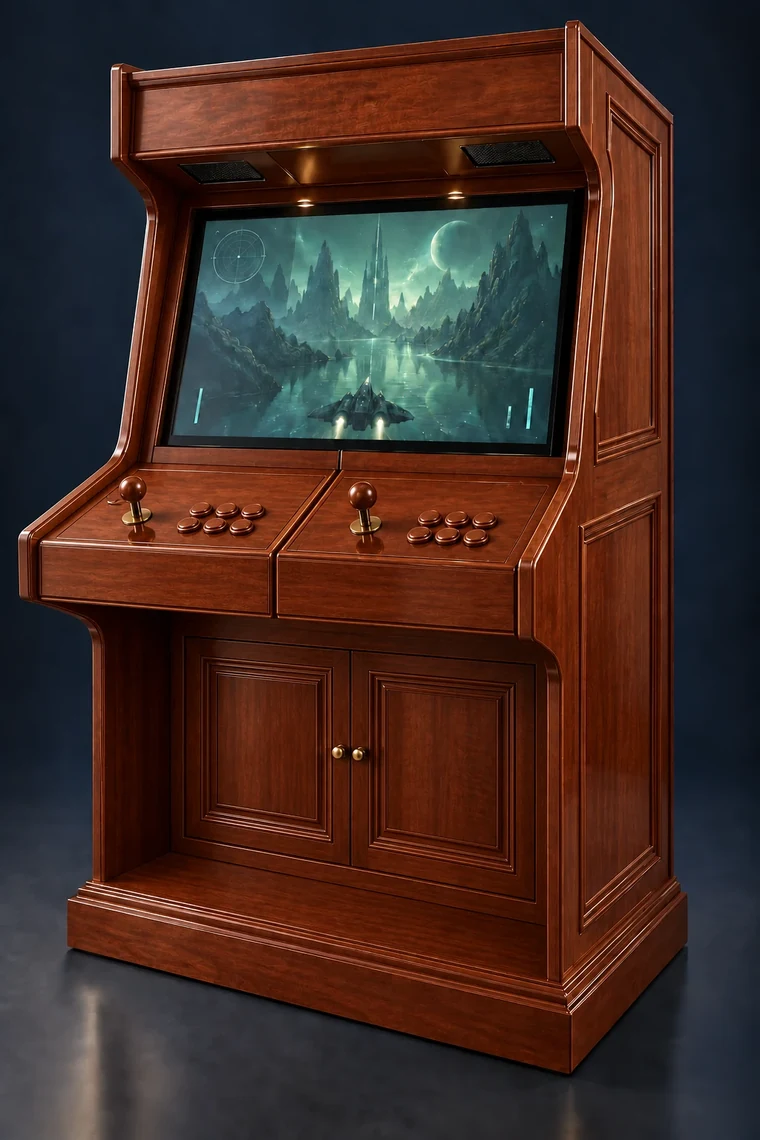 Rasterdeck Two-Player Modular Arcade design illustration: two player philippine mahogany seated deck